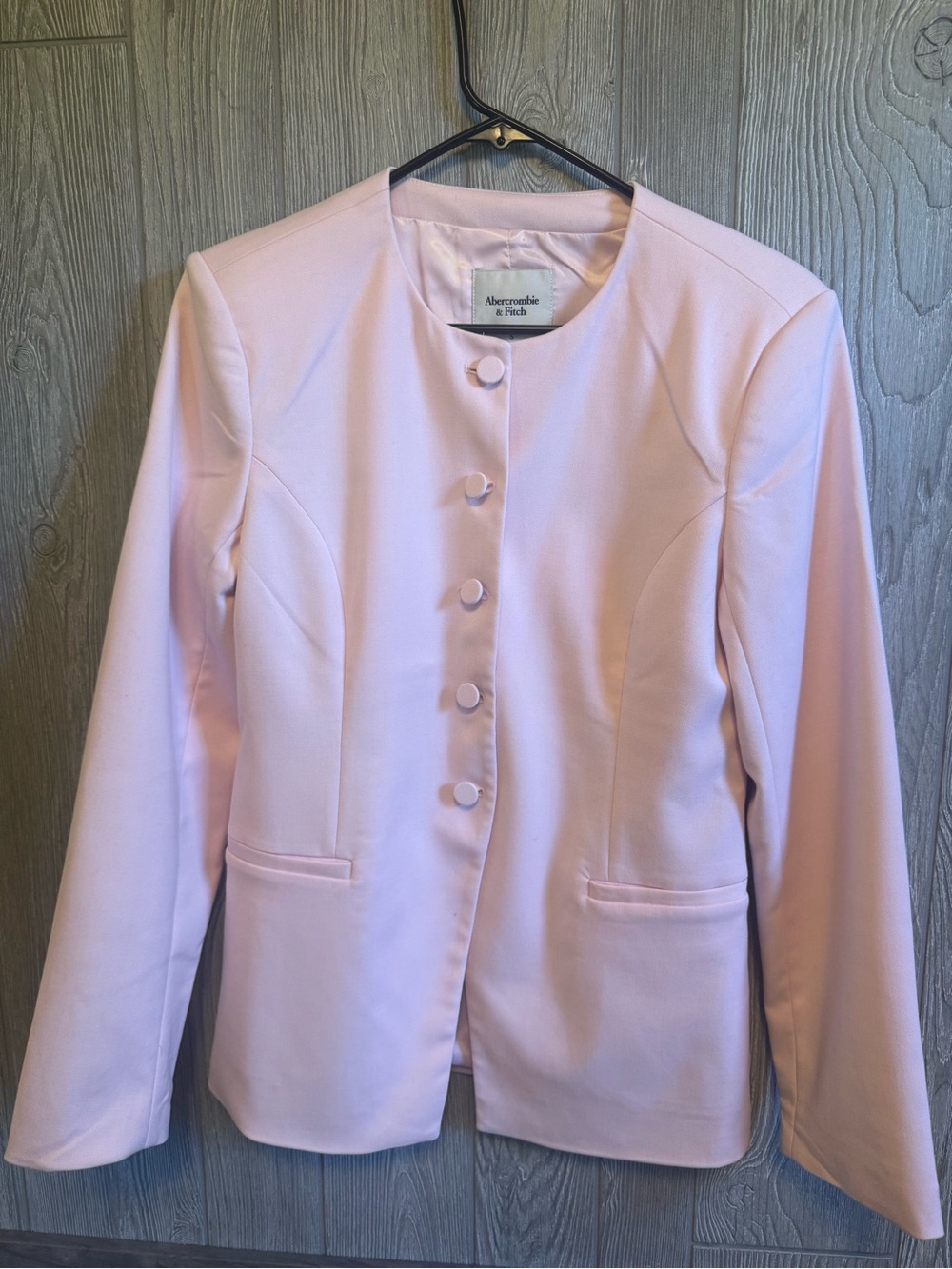 Abercrombie & Fitch Pastel Pink Collarless Blazer